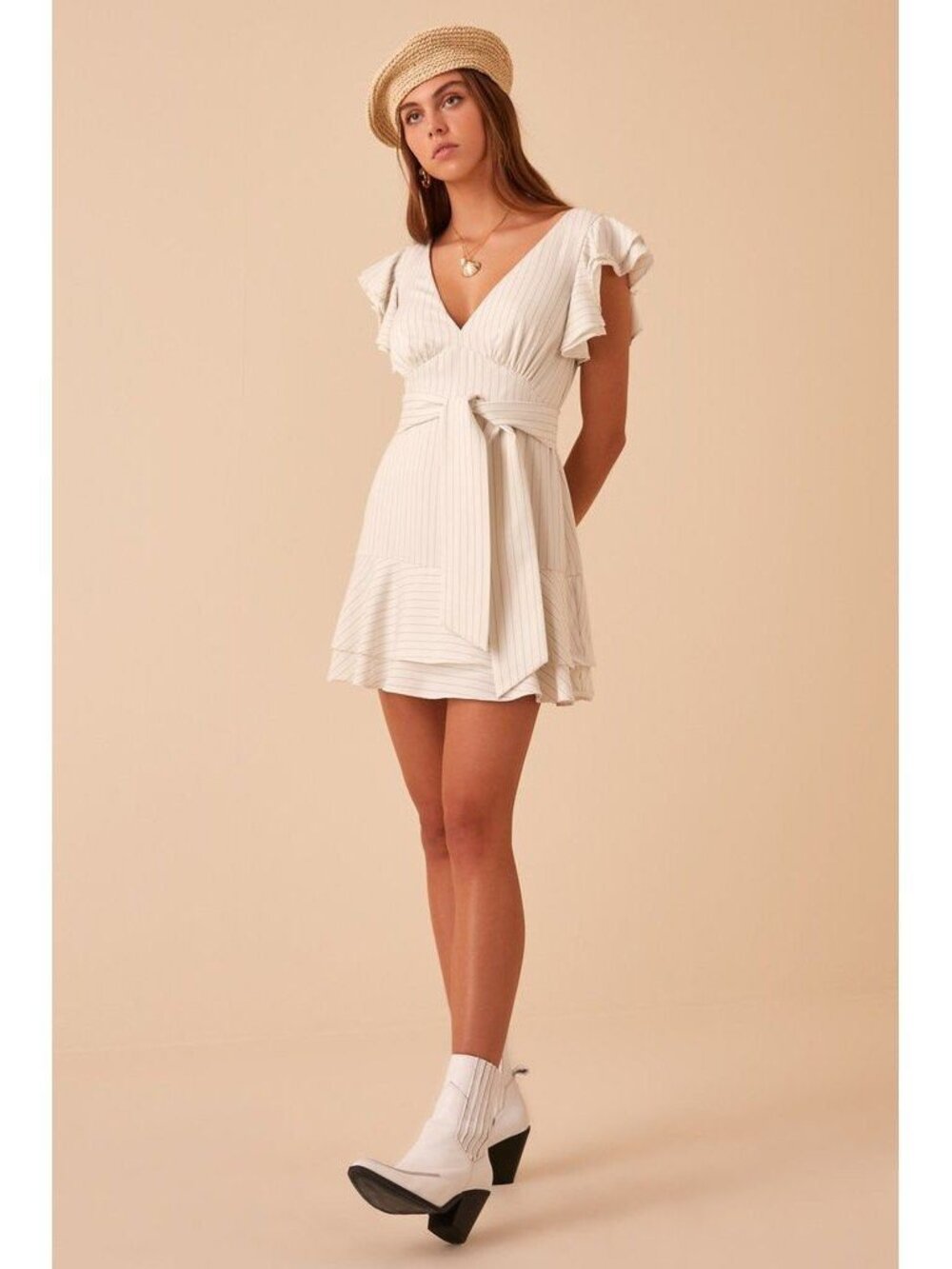 Finders Keepers Women's Flamenco Ruffle Sleeve Short Mini Dress